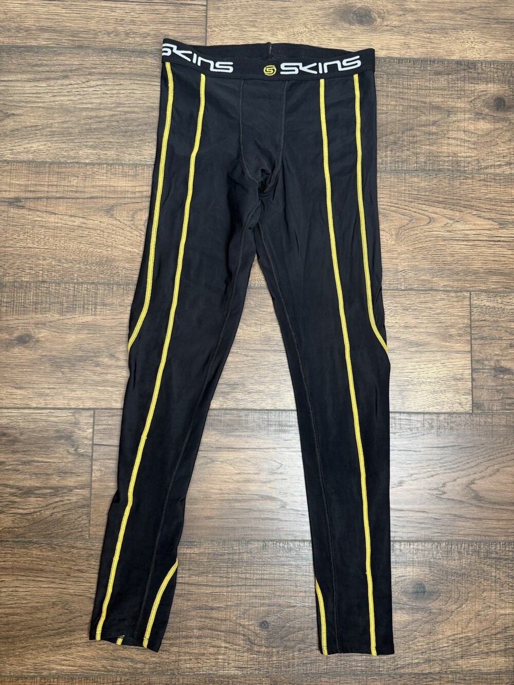SKINS A200 Mens Compression Pants Sz L Sport Spandex Black Tights Athletic